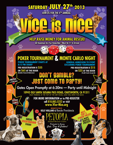 Vice is Nice To Raise Funds for Animal Rescue Organizations