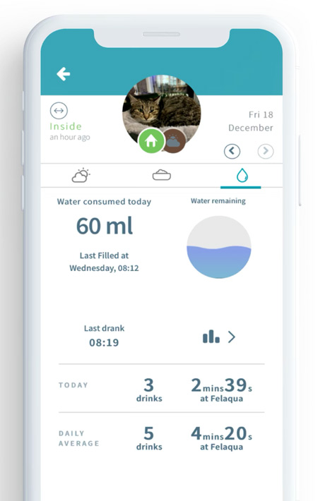 Felaqua Connect -- see how much water your cat is drinking