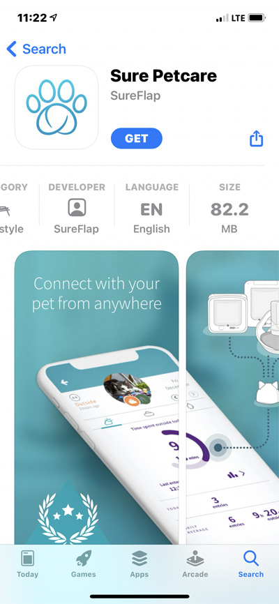 Sure Petcare app for monitoring pet waterer, feeder, microchip cat flap