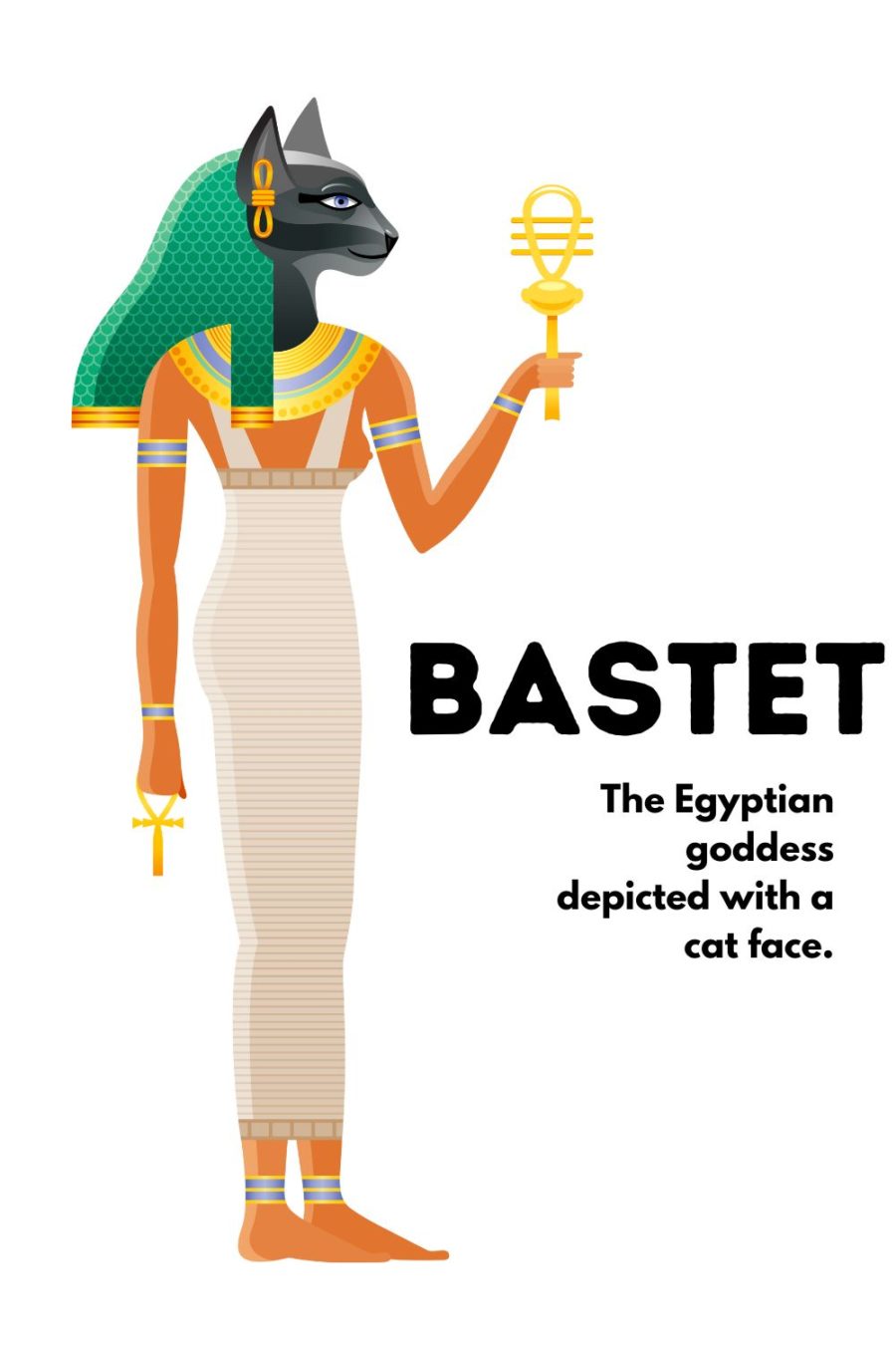 Bastet, the Egyptian goddess depicted with a cat face