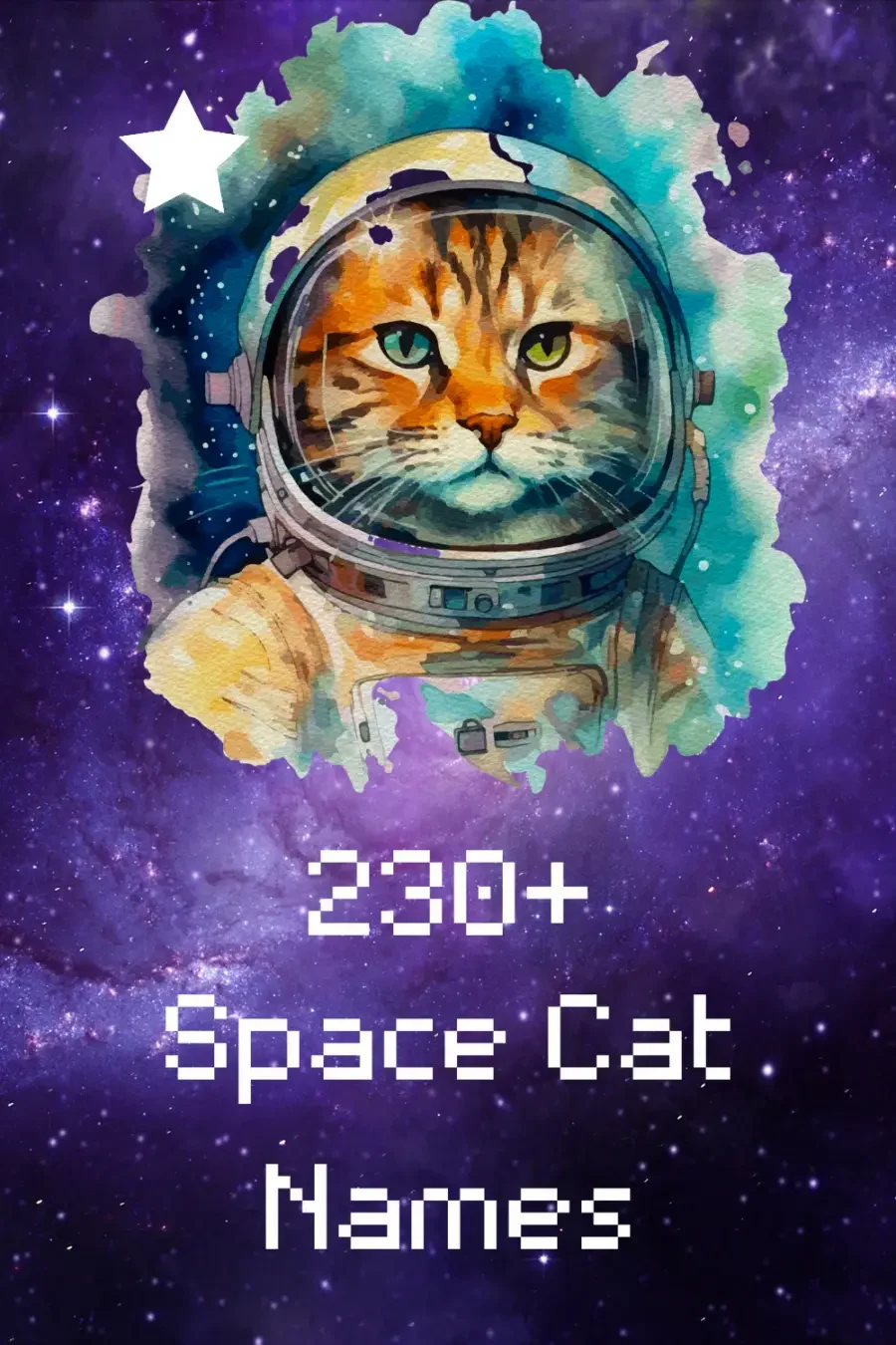 watercolor of cat in astronaut suit