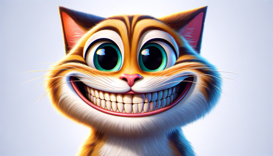 cartoon of silly smiling cat