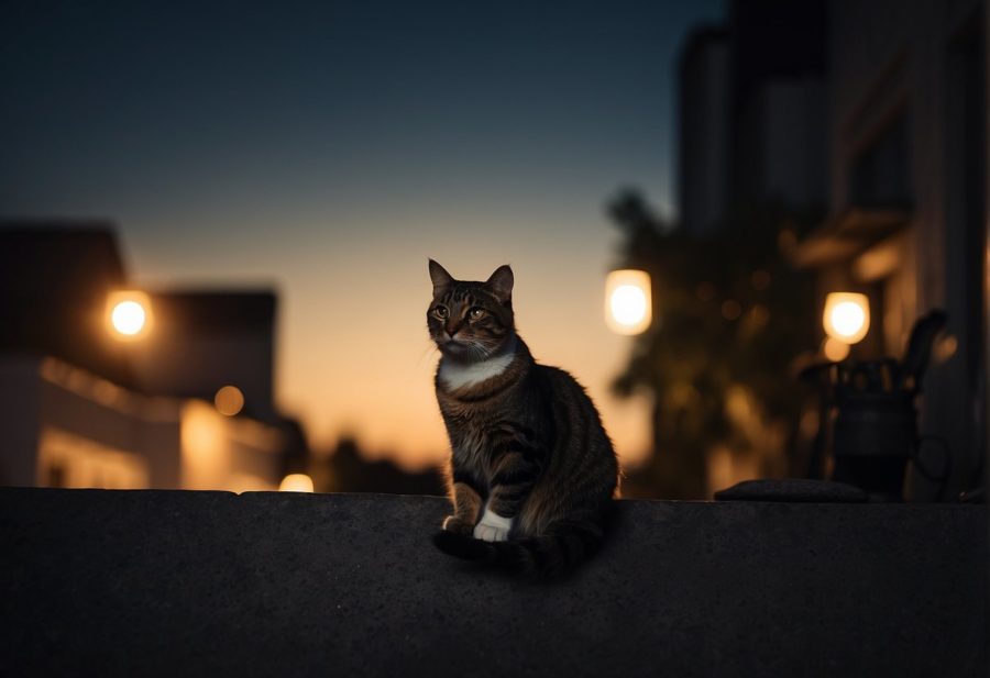 cat sitting in darkness during eclipse