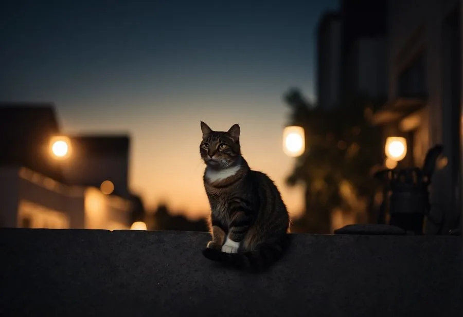 cat sitting in darkness during eclipse