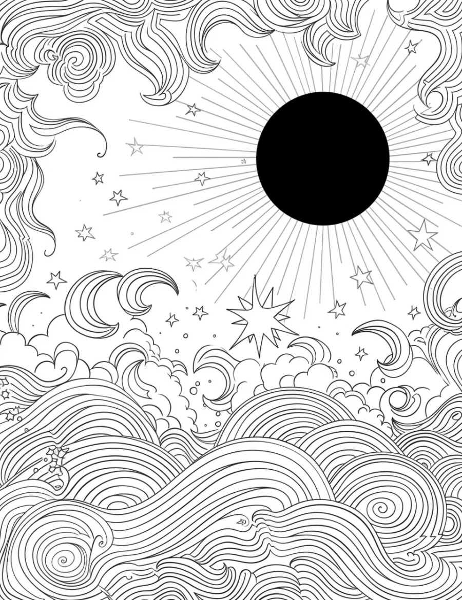 coloring page of solar eclipse